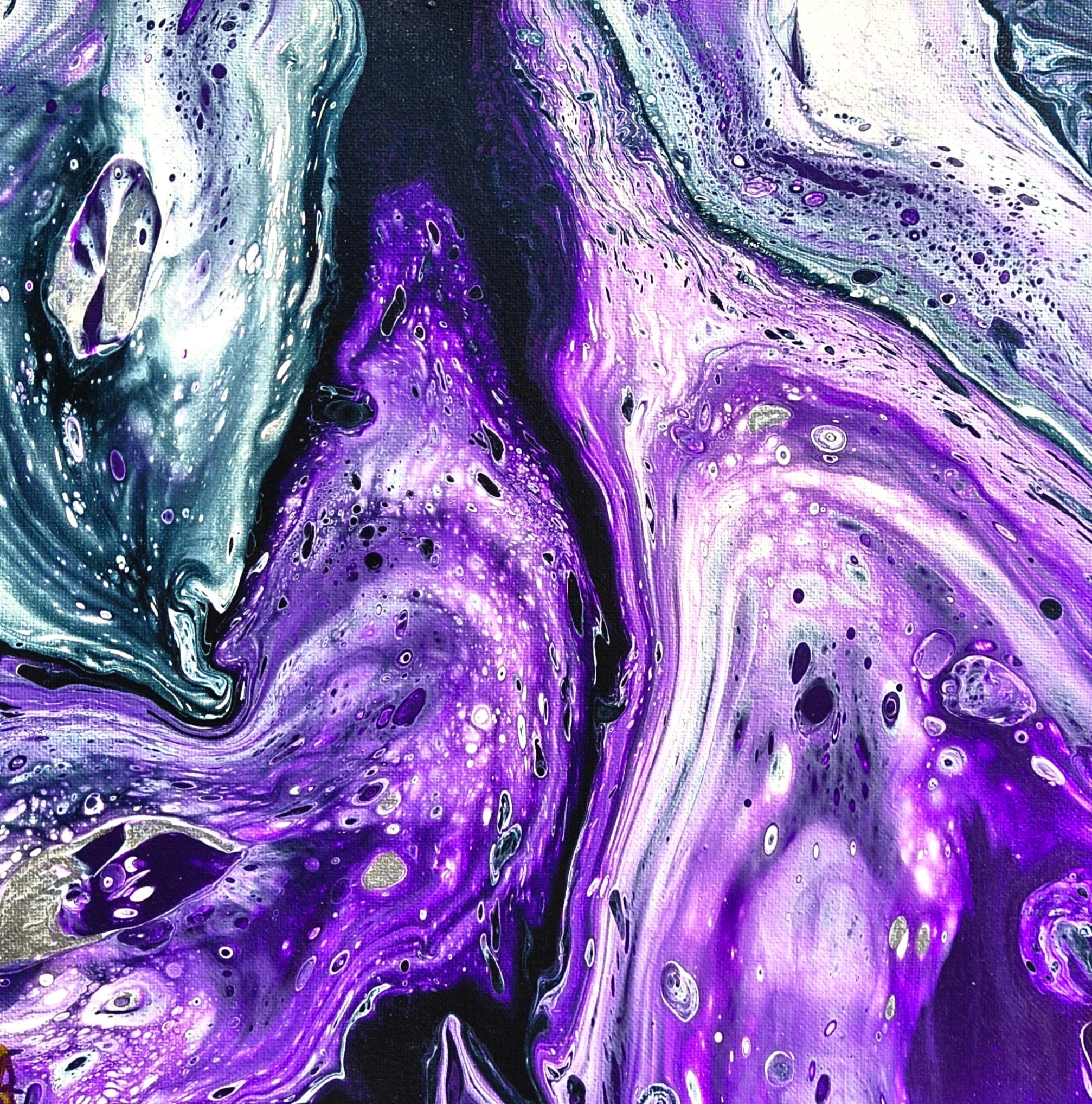 Indigo Marrow - pour painting by Chris Broussard